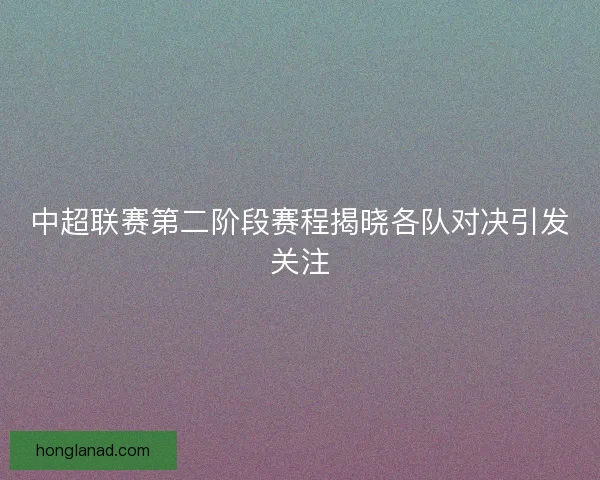中超联赛第二阶段赛程揭晓各队对决引发关注